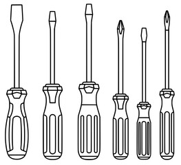 screwdriver-set-line-art-vector