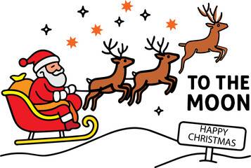 Santa Claus with reindeers Illustration PNG Isolated on Transparent background