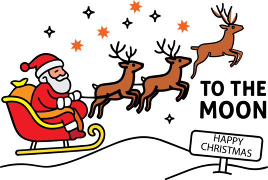 Santa Claus with reindeers Illustration PNG Isolated on Transparent background
