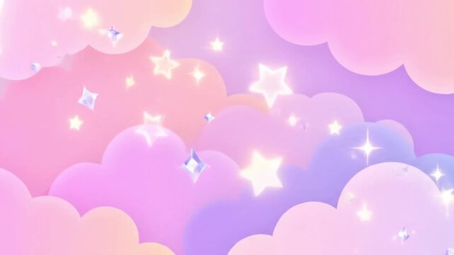 Whimsical illustration of sparkling diamonds floating in a dreamy pastel sky with soft, fluffy clouds