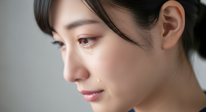 泣く女性 涙を流す
