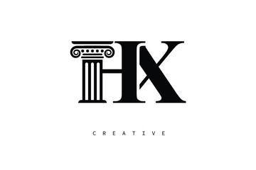 HX Law Prime Monogram Logo Design Classic Column & Legal Symbol
