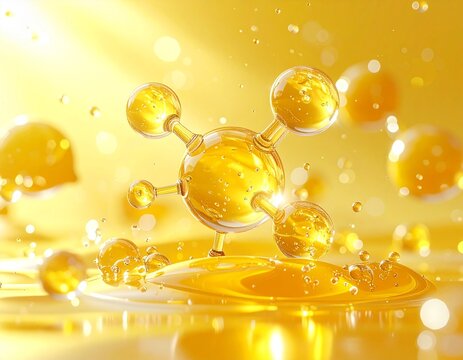 美容成分　ビタミンC成分をイメージした透明感ある分子構造 ジェネレーティブAI