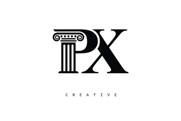 PX Law Prime Monogram Logo Design Classic Column & Legal Symbol