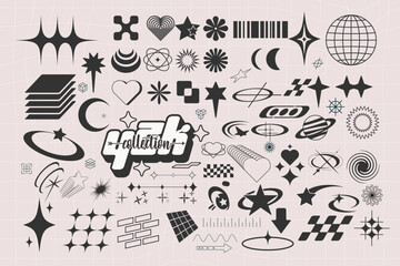 Retro Y2K Elements Pack | Digital Stickers & Aesthetic Vector Shapes