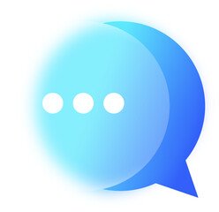Glassmorphism Blue Chat Bubble Icon with Three Dots
