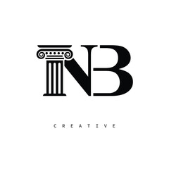 NB Law Prime Monogram Logo Design Classic Column & Legal Symbol