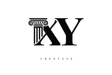 XY Law Prime Monogram Logo Design Classic Column & Legal Symbol