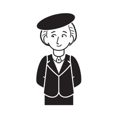 Old people black and white illustration vector image simple minimalist artwork design template