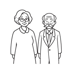 Old people black and white illustration vector image simple minimalist artwork design template