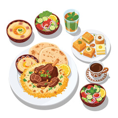 Middle Eastern Feast A Colorful and Appetizing Culinary Presentation