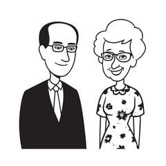 Old people black and white illustration vector image simple minimalist artwork design template