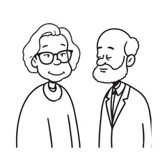 Old people black and white illustration vector image simple minimalist artwork design template