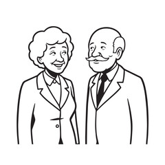 Old people black and white illustration vector image simple minimalist artwork design template