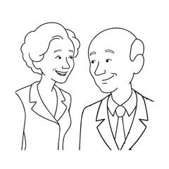 Old people black and white illustration vector image simple minimalist artwork design template