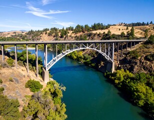 Fototapeta premium A scenic highway bridge over a river