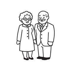Old people black and white illustration vector image simple minimalist artwork design template