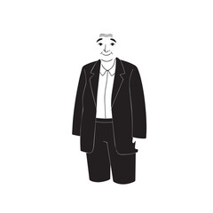 Old people black and white illustration vector image simple minimalist artwork design template