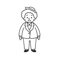 Old people black and white illustration vector image simple minimalist artwork design template