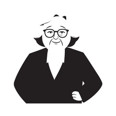 Old people black and white illustration vector image simple minimalist artwork design template