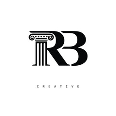 RB Law Prime Monogram Logo Design Classic Column & Legal Symbol