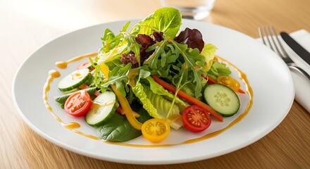 Delicious Fresh Mixed Greens Salad with Vegetables.