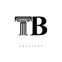TB Law Prime Monogram Logo Design Classic Column & Legal Symbol