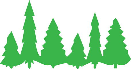 Green evergreen trees forest silhouette nature