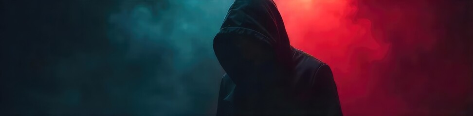 A shadowy figure shrouded in darkness, embodying temptation and moral ambiguity The image evokes a sense of mystery and hidden desires, hinting at a clandestine lifestyle , guilt, corruption