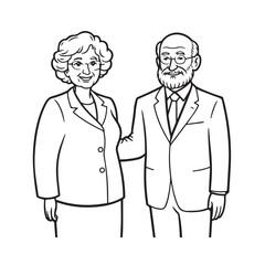 Old people black and white illustration vector image simple minimalist artwork design template