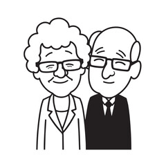 Old people black and white illustration vector image simple minimalist artwork design template