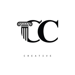 CC Law Prime Monogram Logo Design Classic Column & Legal Symbol