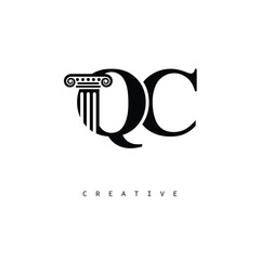 Obraz premium QC Law Prime Monogram Logo Design Classic Column & Legal Symbol