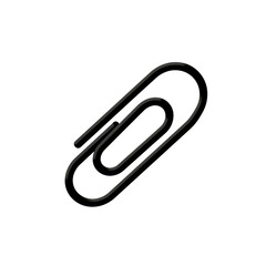 Black paper clip fastener office supply isolated PNG with Transparent Background