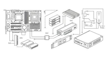diagram showing computer motherboard components and connections