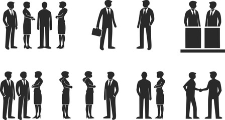 Business People Silhouettes in Various Poses woman