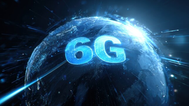 Visual representation of 6G technology illuminating the globe, symbolizing the future of fast communication.