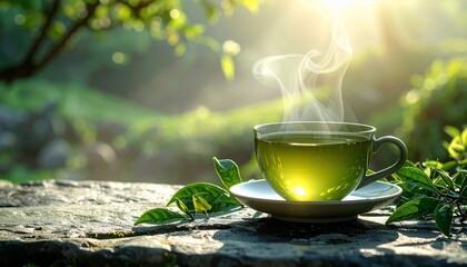 Serene Morning Tea in a Lush Garden