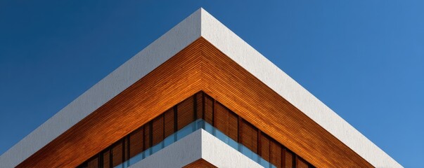 Building Angled Corner Against Blue Sky