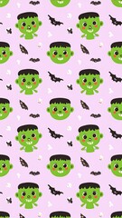 Naklejka premium Cute monster Halloween pattern