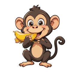 Obraz premium Happy Monkey Eating a Banana