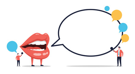 Expressing ideas through spoken words and thought bubbles capturing communication flow