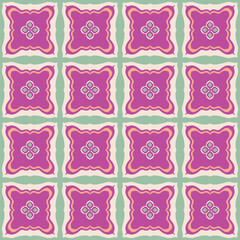 Pink Fuchsia Classic Geometric Tile Pattern