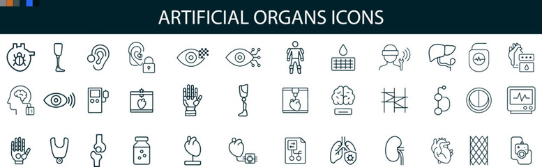 Artificial Organs Icon Set for Medical Devices, Prosthetics, and Healthcare UI Design