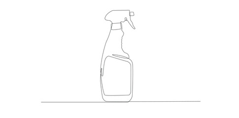 Cleaning Spray Bottle, One Line Art, Vector Illustration