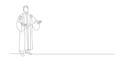 Judge One Line Drawing Vector on White Background.