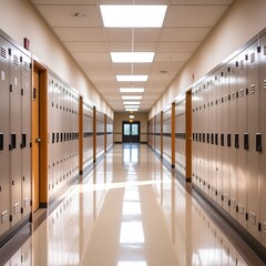Empty school hallway
