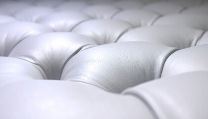 Close-up view of white tufted leather