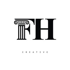 FH Law Prime Monogram Logo Design Classic Column & Legal Symbol