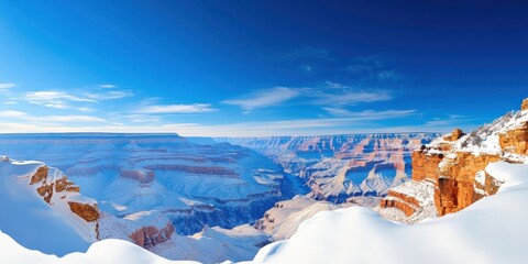 Snow Covered Grand Canyon with Clear Sky